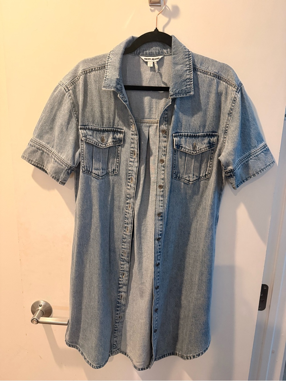 Light Blue Denim Short-Sleeve Dress